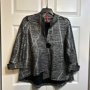 IC By Connie K Jacket Womens Size M Medium Black Silver Asymmetrical Jacket